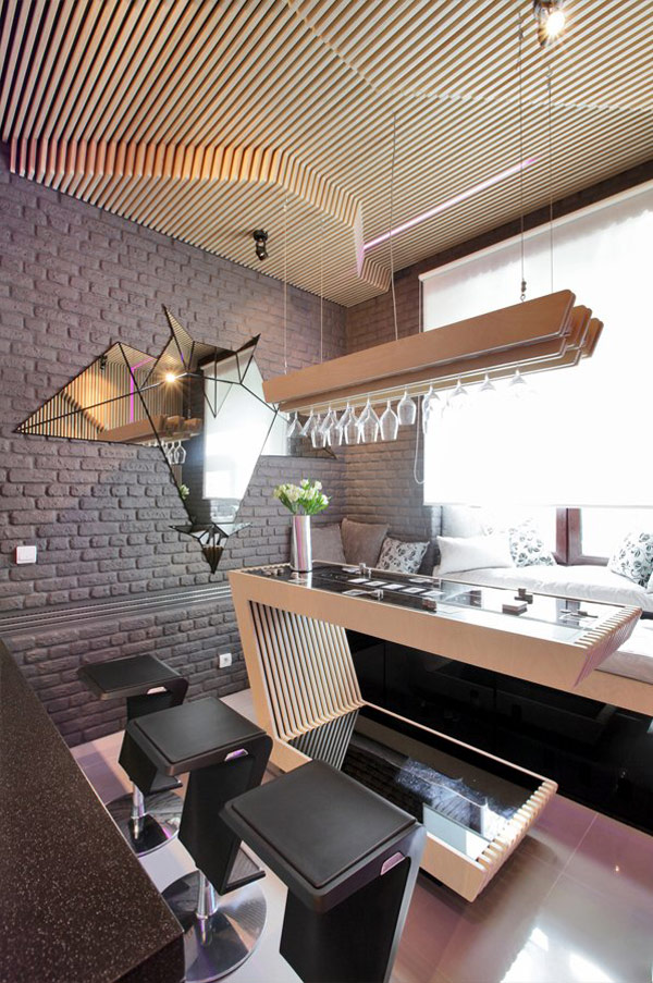 Khmer Interior Kitchen Kitchen in Moscow Exhibiting a Striking Choice of Colors and Materials in Cambodia